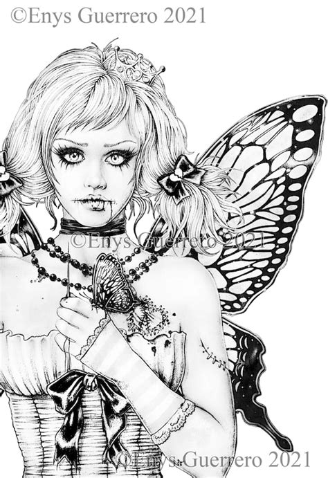 Mended Heart Coloring Page Goth Fantasy Printable Download Etsy
