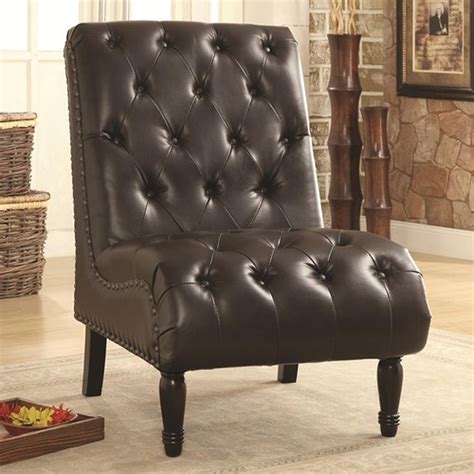Evre brown arm chair with foot stool & reclining swivel padded faux leather. Brown Leather Accent Chair - Steal-A-Sofa Furniture Outlet ...