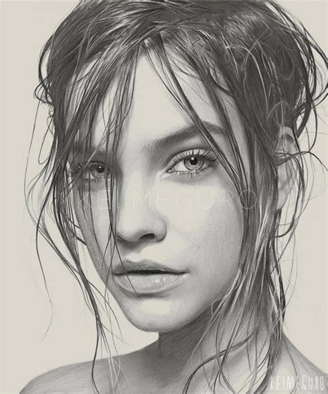 Next, add horizontal guides for the eyes, nose, mouth, and. Kei Meguro - Realistic Portrait Drawings | Feather Of Me