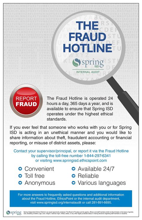 Internal Audit Fraud Hotline Poster