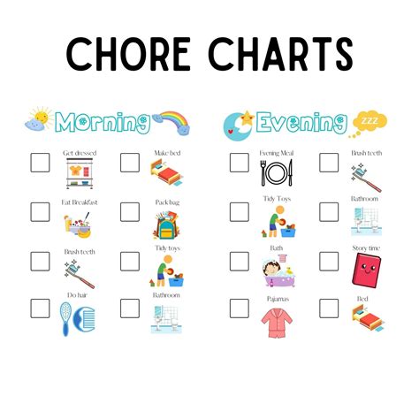 Kids Chore Chart Printable Morning Routine Chart Evening Etsy Canada
