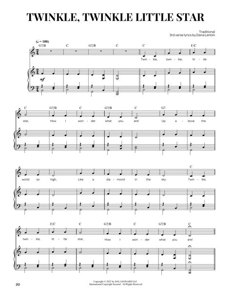 Twinkle Twinkle Little Star Sheet Music Traditional Piano And Vocal