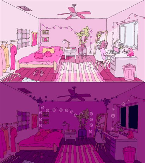 Artistic Aesthetic Anime Bedroom Drawing
