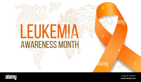 Leukemia Awareness Month Concept Banner With Orange Ribbon Awareness