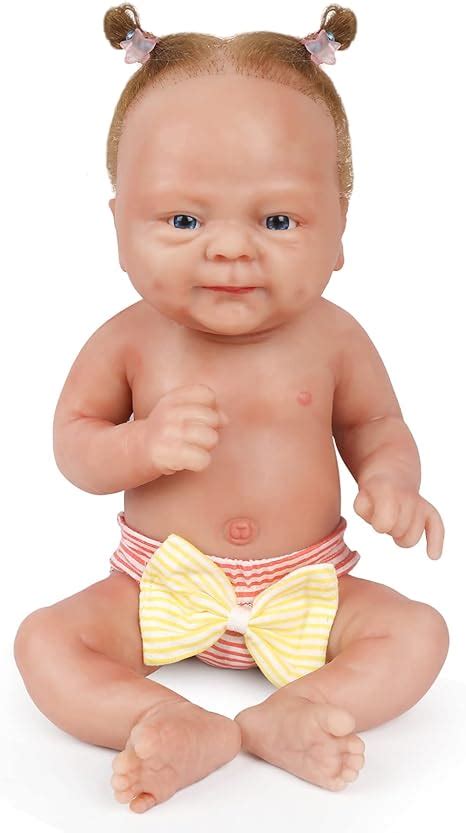 Vollence 14 Inch Full Silicone Baby Dolls With Hair Not Vinyl Dolls