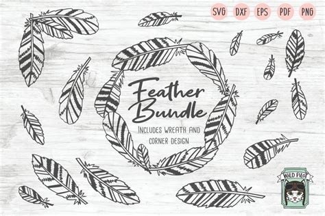 Feathers Monogram Frame Svg Cut File Feather Wreath Svg