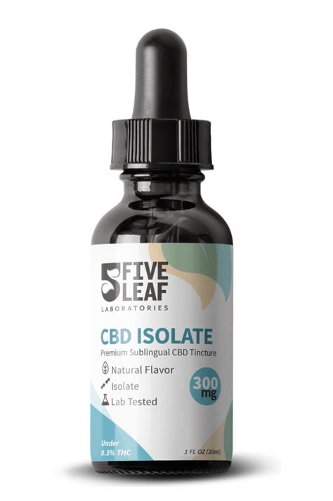 300mg Cbd Isolate Tincture Natural Flavor Five Leaf Labs