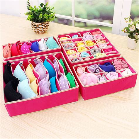 Underwear Bra Organizer Storage Box Colors Beige Rose Drawer Closet Organizers Boxes For