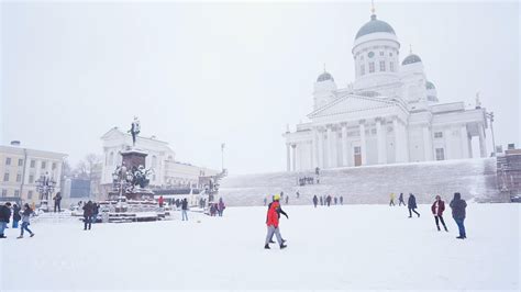 Snowfall In Helsinki City Street Walk In Winter Finland 4k Scenes By