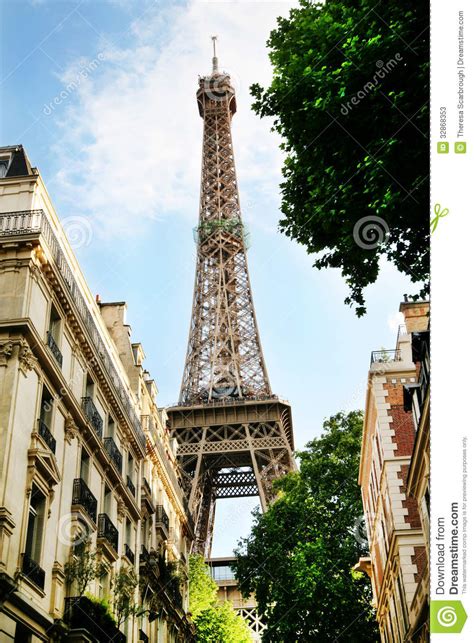 Eiffel Tower Side Street View Stock Photos Image 32868353