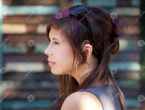 Pretty Young Woman With Purple Streaks In Hair Stock Image Image Of