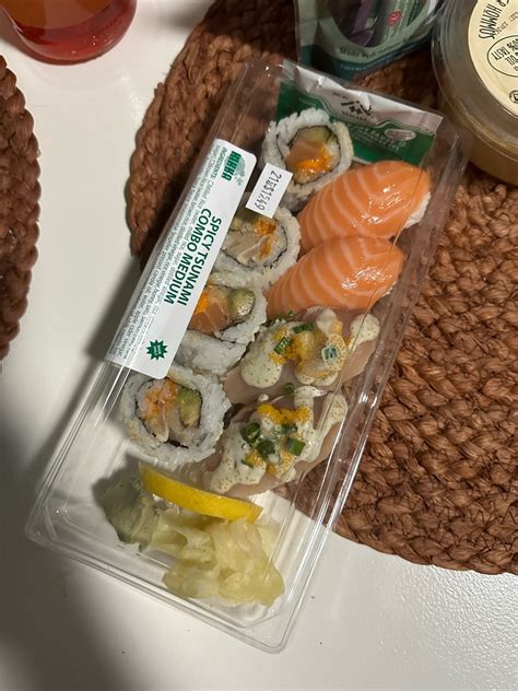 15 49 whole foods sushi atleast it tasted good and fresh and not loaded with sugar we went to