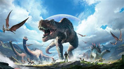 Ark Survival Evolved Epic Dinosaur Encounter Hd Wallpaper By Wang Xian Kun