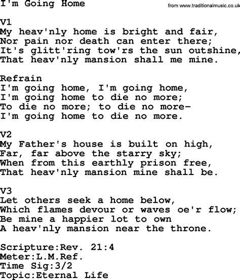Adventist Hymn Im Going Home Christian Song Lyrics With Pdf