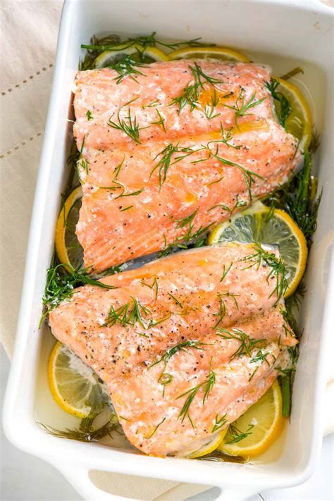 Ingredients you need to make oven baked salmon: Perfectly Baked Salmon Recipe with Lemon and Dill