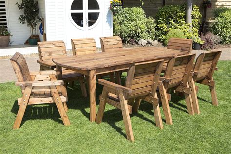 Wooden Garden Table And 8 Chairs Dining Set Wooden Garden Table