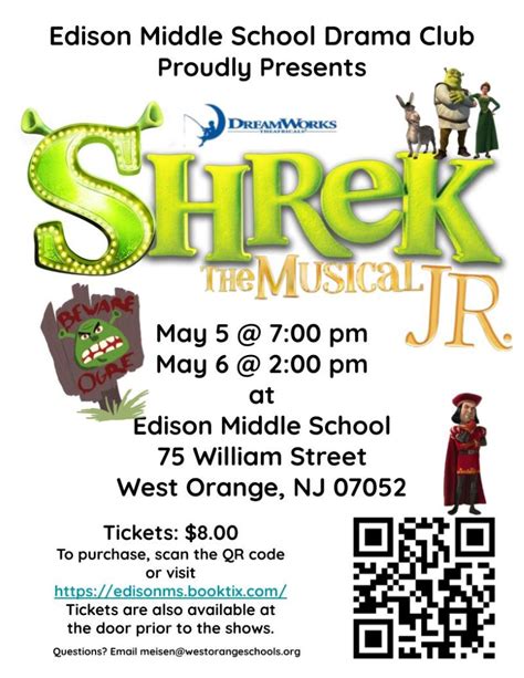 Edison Middle School To Present Shrek The Musical Jr May 5 And 6