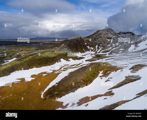 Aerial View Of Iceland Landscape With Snow Stock Photo Alamy