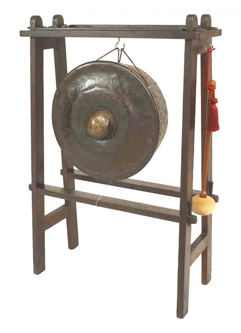 Asian Bronze Gong With Stand