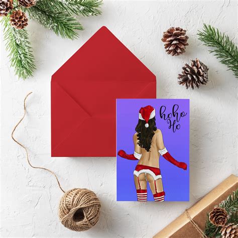 Hohoho Adult Christmas Card Naughty Holiday Card Naughty Christmas Card Funny Christmas Card Etsy