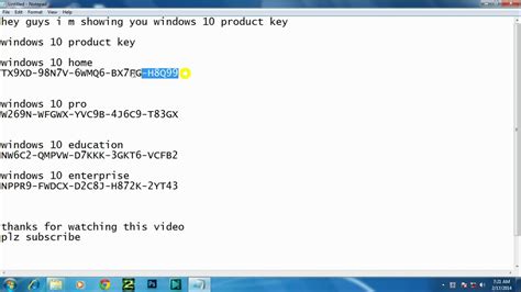 Windows 10 Product Key Youtube