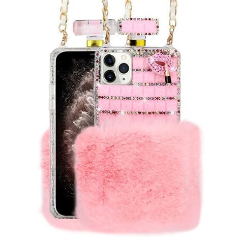 for apple iphone 11 pro max case by insten cute plush with chain perfume bottle hard snap in w
