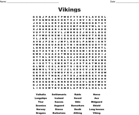 The Vikings Word Search Wordmint Word Search Printable