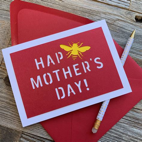 Hap Bee Mothers Day Card Happy Mothers Day Card Mothers Etsy Happy Mothers Day Card Mom