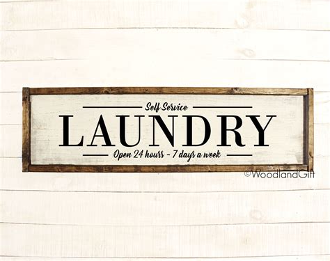 Laundry Sign Self Service Open 24 Hours Rustic Vintage Etsy