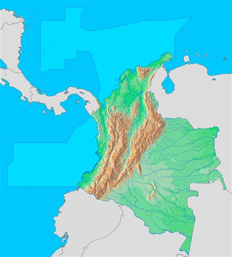 Mapa Físico De Colombia Tamaño Completo Ex