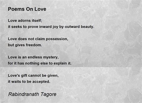Poems On Love by Rabindranath Tagore - Poems On Love Poem