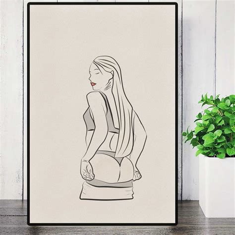 Naked Woman Poster Female Body Line Drawing Print Woman Line Etsy