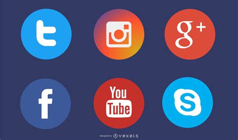 Social Media Flat Circle Icons Vector Download