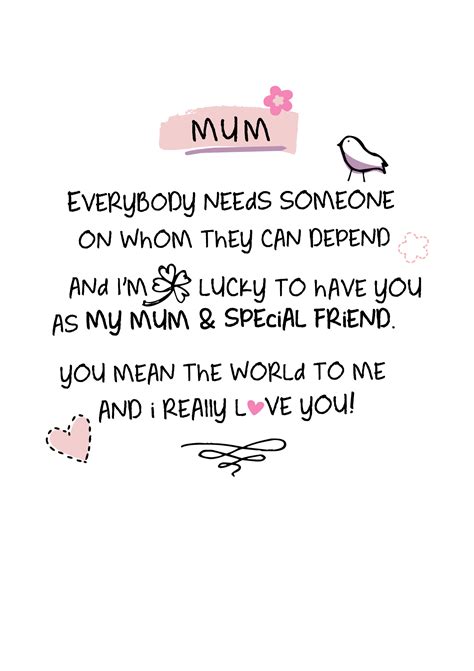 Mum I Love You Inspired Words Greeting Card Blank Inside 5019278988748