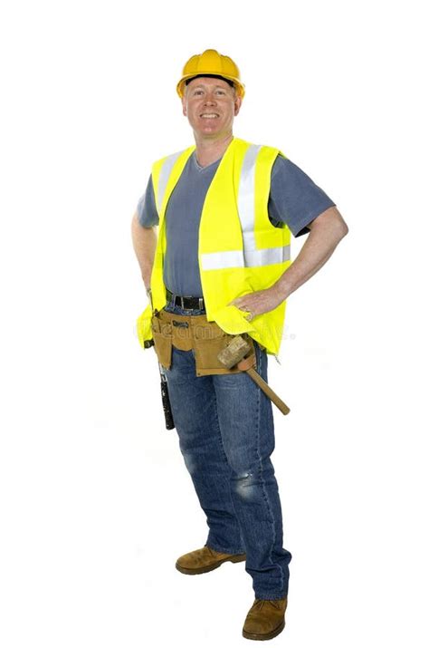 Standing Confident Construction Worker Stock Image Image Of Looking