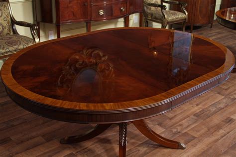 48 Round To 66 Oval Mahogany Dining Table Reproduction Antique