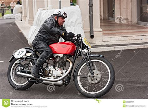 Biker Riding A Vintage Motorcycle Gileta Editorial Image