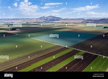 Vistas aéreas sobre el rico paisaje agrícola del Valle de Salinas en el ...