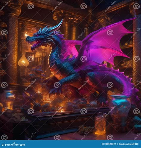 A Neon-lit Dragon Guarding A Treasure Trove Of Digital Riches3 Royalty