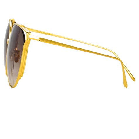 joanna oversized sunglasses in yellow gold frame by linda farrow linda farrow u s