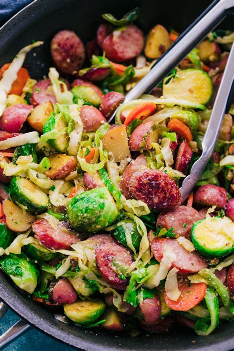 A mess of fresh herbs keeps it light, while cucumbers and wispy red onion add a nice crunch. The Best Cabbage and Kielbasa Skillet | The Food Cafe