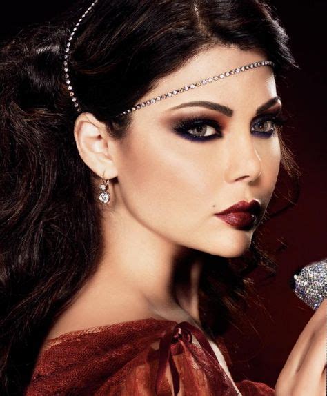 Haifa Wehbe Deep Red Fair Skindark Hair In 2019 Haifa Wehbe Dark