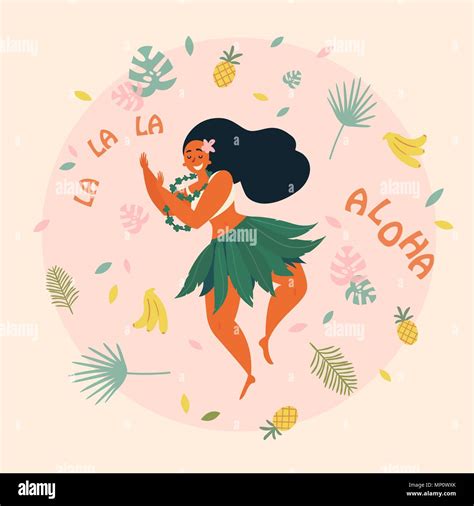 Aloha Hawaiian Holidays Poster With Hula Dancer Stock Vector Image Art Alamy
