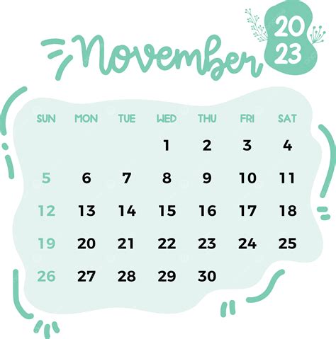 November 2023 Kalendervektorillustration November 2023 November