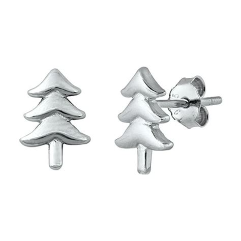 All In Stock Sterling Silver Christmas Tree Stud Earrings Walmart
