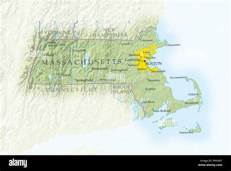 Map Of Massachusetts Close Up Stock Photo Alamy