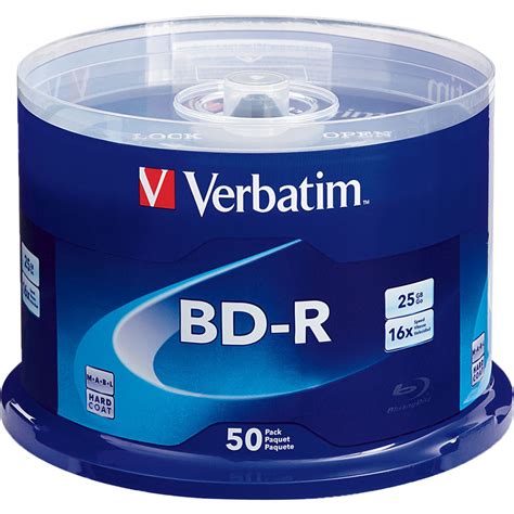 Verbatim 25GB BD R Blu Ray 6x Discs 50 Pack Spindle 98397 B H