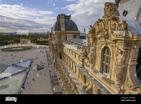 France Paris 75 Louvre Museum Aerial View Stock Photo Alamy