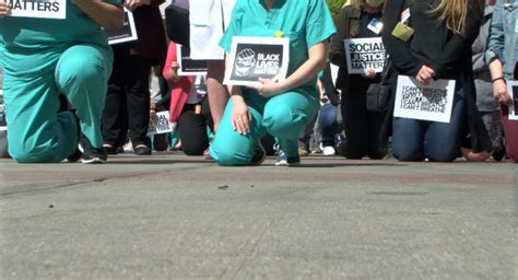 1 Year Anniversary Cne Hospital Staff Kneel In Honor Of Floyds Death