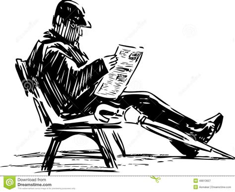 Man Reading A Newspaper Stock Vector Illustration Of Bench 48813607
